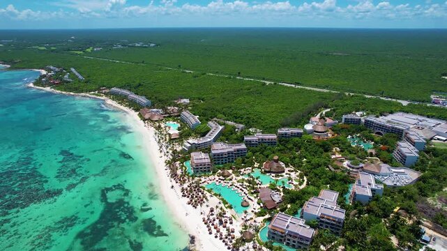 Aerial view of Akumal Bay in Mexico