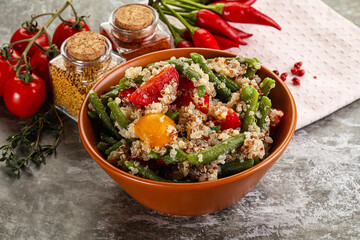 Vegan boiled quinoa with vegetables