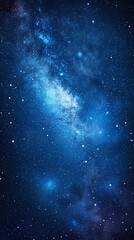 Naklejka premium A breathtaking view of the Milky Way galaxy with vibrant blue hues and scattered stars.