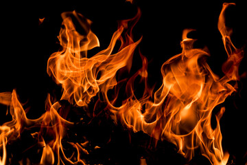 Fototapeta premium Fire background. Abstract dark background. Fire flame background. Abstract fire flame background. Large burning fire.