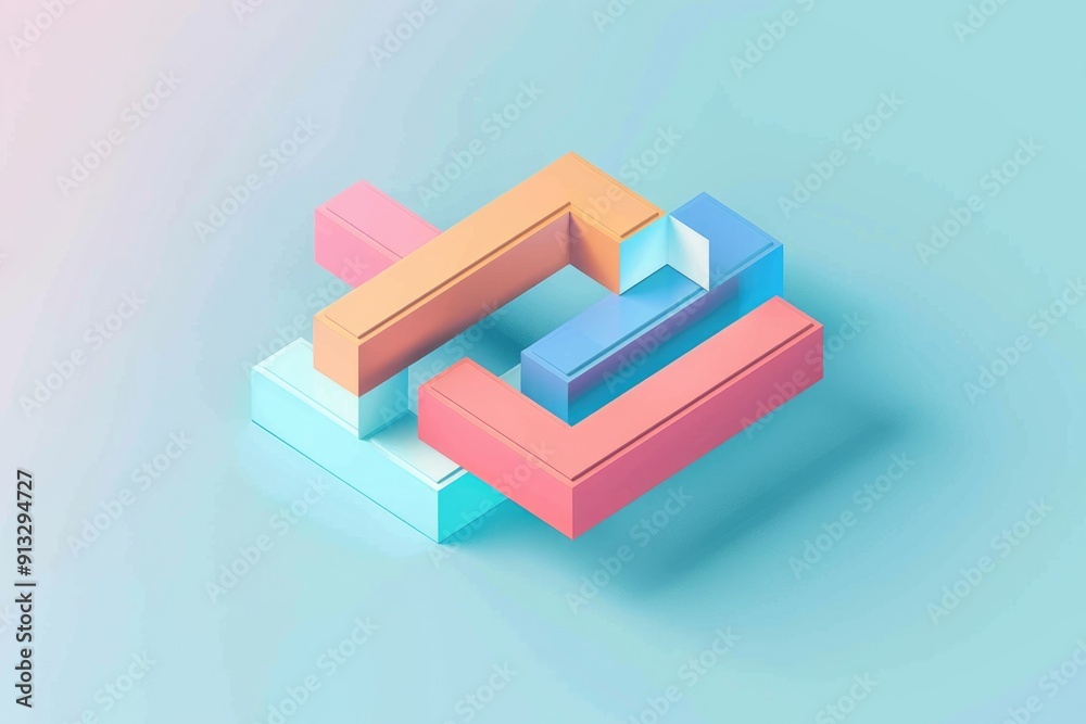 Poster A 3D rendering of a vibrant object against a calm blue backdrop, great for use in educational materials, marketing campaigns or as a decorative element