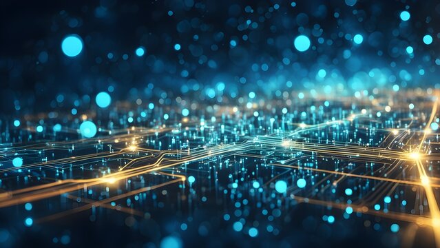 A computer screen with a blue background and yellow lines