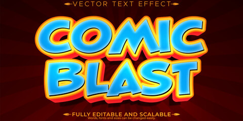 Comic editable text effect, editable blast and explosion text style