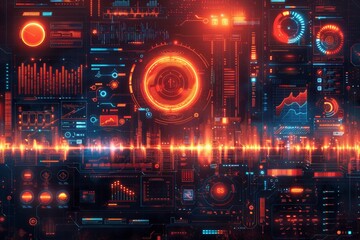 Obraz premium A sophisticated high-tech design integrating detailed information technology graphs and contemporary tech patterns. Generative AI