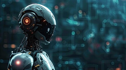 Futuristic Robot in a Technological Setting