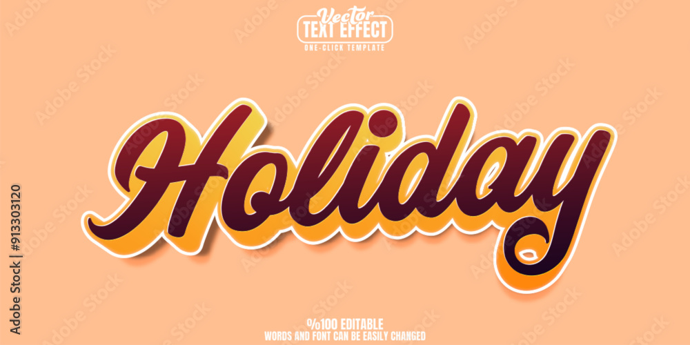 Wall mural Holiday editable text effect, customizable summer and vacation 3d font style