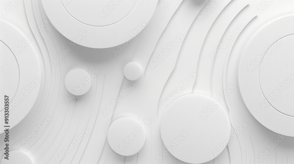 Poster A close-up shot of a white wall with concentric circles, suitable for use in design projects or as a background