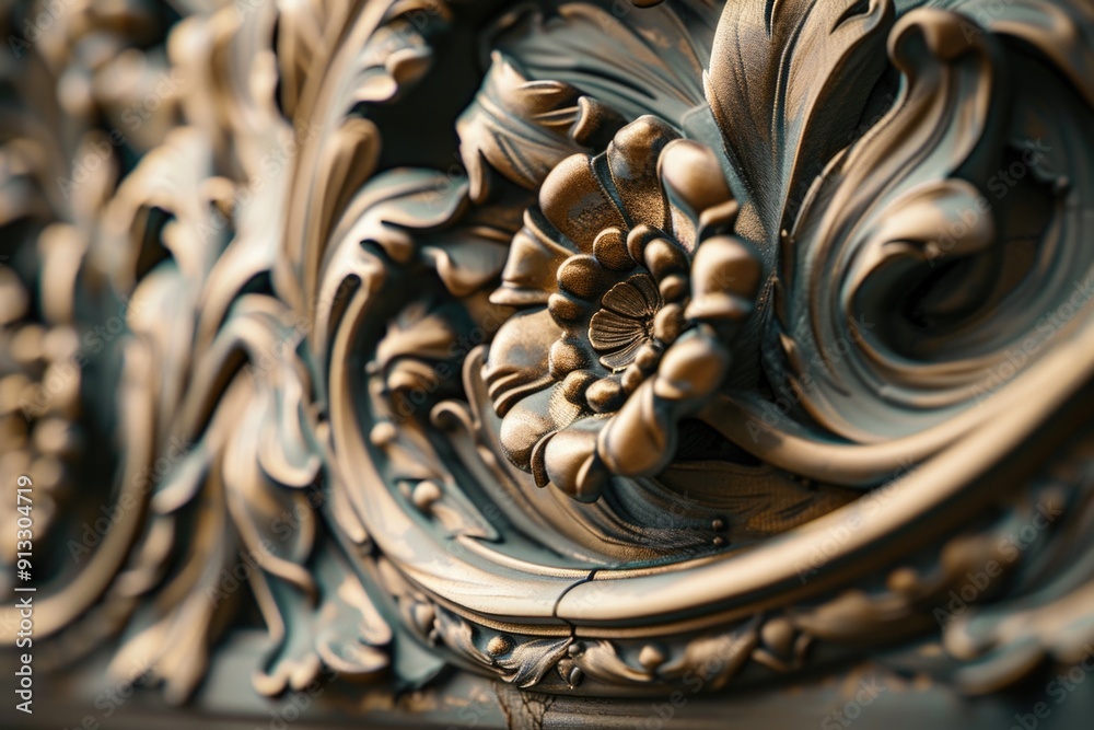 Poster close-up of decorative design on a wall, suitable for interior design or architecture projects
