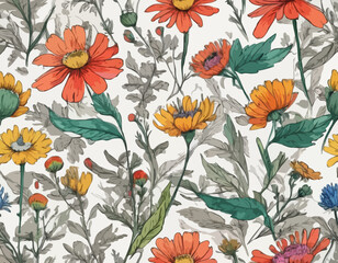 Wild Flower Hand Drawn Detailed Illustration