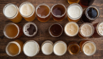 collection of different glasses of beer ale and lager pub bar in the uk, usa created with generative ai.	