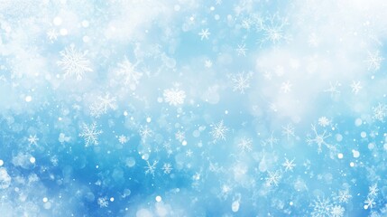 Naklejka premium Soft gradient background transitioning from light blue to white, with subtle snowflake patterns scattered throughout