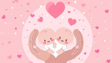 Twin Babies Held in Loving Hands