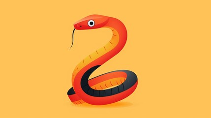 Fototapeta premium Clean minimalist snake, coiled up, 2D vector, basic and plain design, uncomplicated illustration