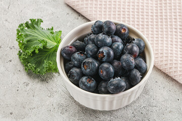 Sweet ripe blueberry on the bowl
