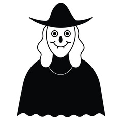 Horror Vector Icon Halloween Witch Line Art 