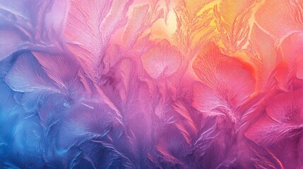 Detailed image of frost patterns on glass, with the colorful Northern Lights providing a vibrant background