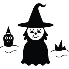 Horror Vector Icon Halloween Witch Line Art 