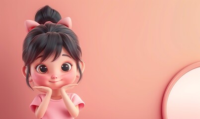 Realistic cartoon human avatar simple beautiful concept on plain background Generate AI