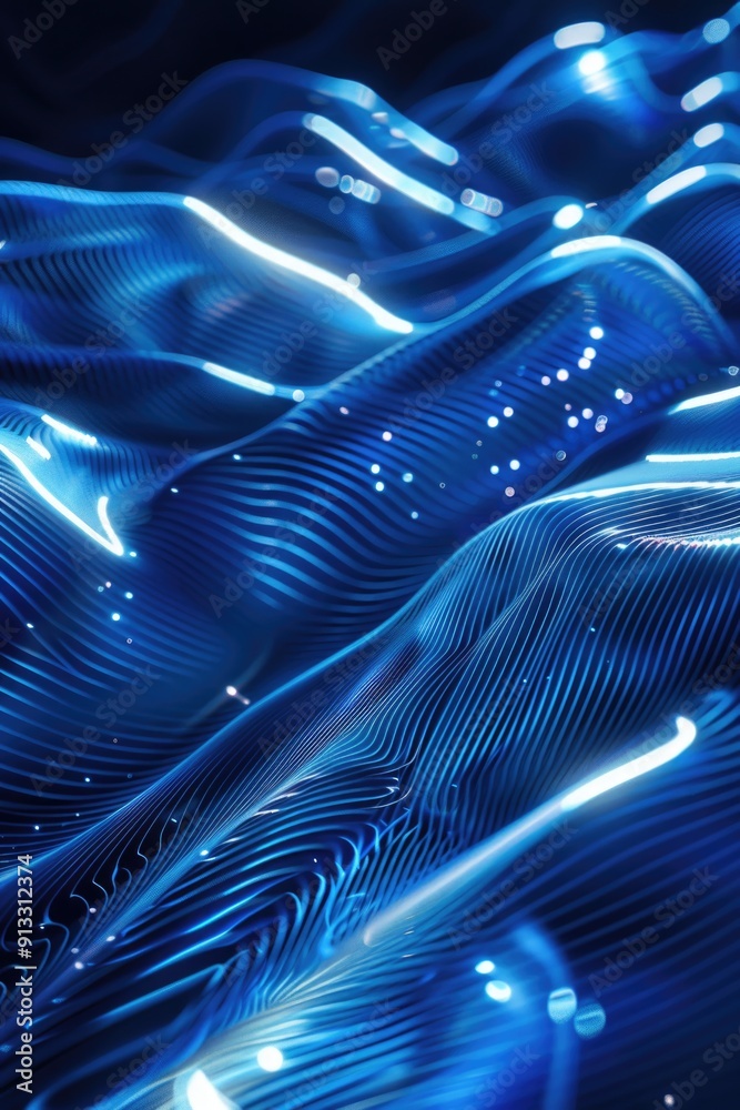 Poster A close-up view of a wave of blue light, useful for abstract backgrounds and futuristic concepts