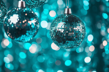 Obraz premium Retro Turquoise Backdrop with Shiny Teal Sequences