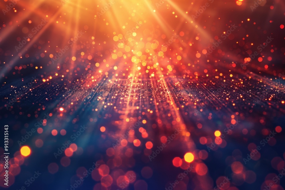 Poster a bright light shining brightly on a dark background, suitable for use in presentations or illustrat