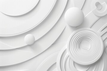 White abstract background featuring circular shapes and eggs