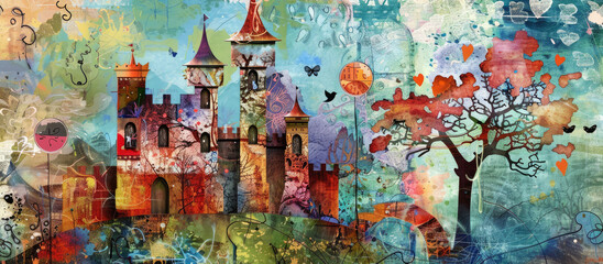 Fantasy Castle with Splash of Colors