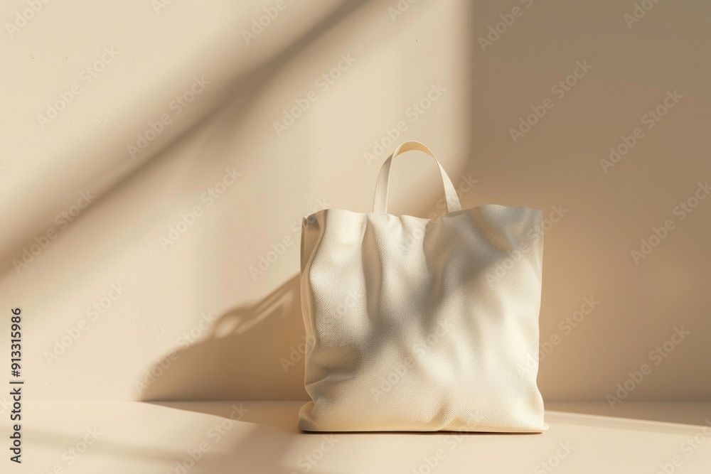 Wall mural A white bag sitting on a table