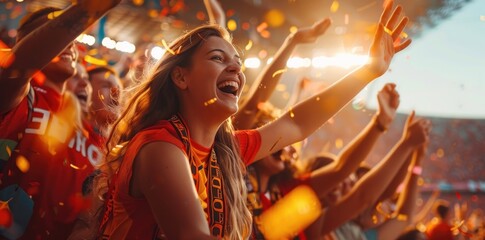Match day joy, fans enjoying cheering game football team, capturing excitement and unity as supporters rally together, celebrating every goal, moment of match with passion, energy.