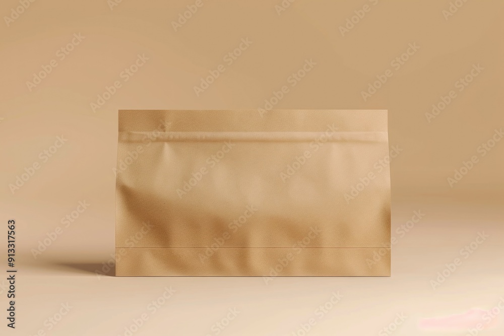 Poster a simple brown paper bag lying on a plain surface