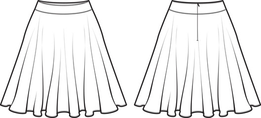 The technical design of the elegant and versatile godê skirt is an adjusted waistband that highlights the waist. The fluid fabric provides graceful movement, with an invisible zipper on the back. 