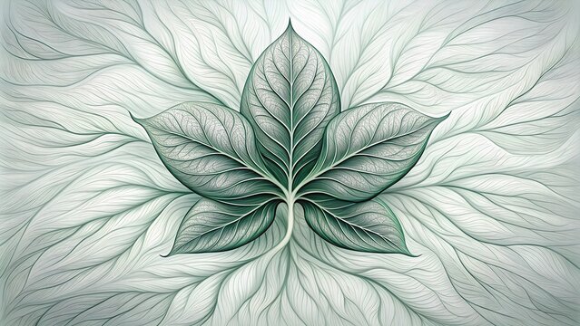 Delicate green lines resembling the intricate patterns of leaf veins, spreading out organically on a soft. Perfect for a calming and natural aesthetic.