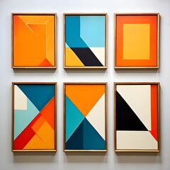 framed painting with abstract geometric shape