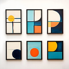 framed painting with abstract geometric shape