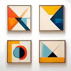 framed painting with abstract geometric shape