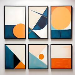 framed painting with abstract geometric shape