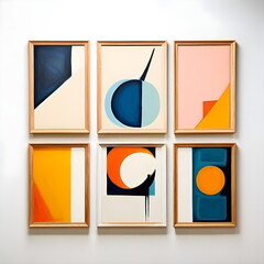 framed painting with abstract geometric shape