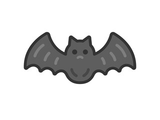 コウモリのアイコン（線画カラー）のイラスト
