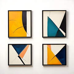 framed painting with abstract geometric shape