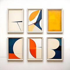 framed painting with abstract geometric shape