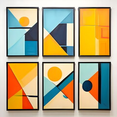 framed painting with abstract geometric shape