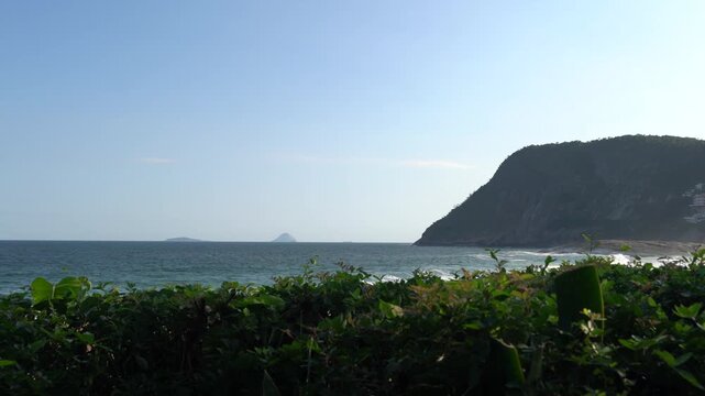 Sunset in beautiful Itacoatiara beach in Niteroi, Rio de Janeiro, Brazil 