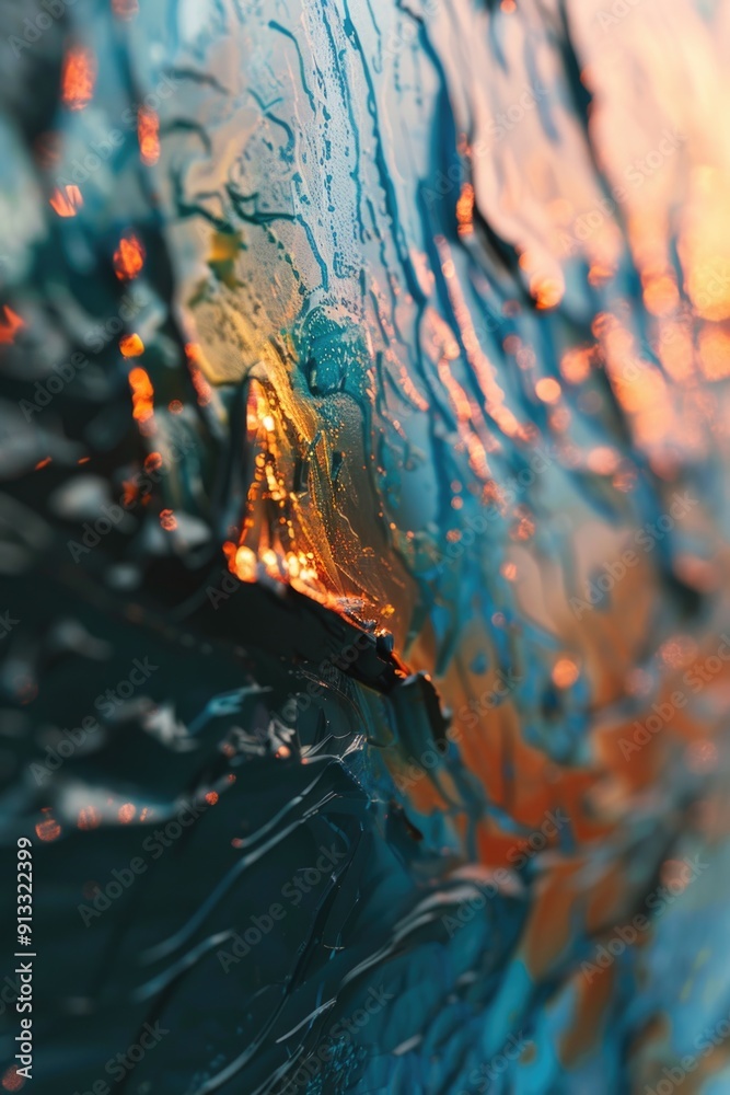 Poster A detailed view of an ocean wave's movement and texture