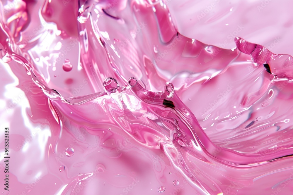 Poster close up of a pink liquid wave with ripples and texture