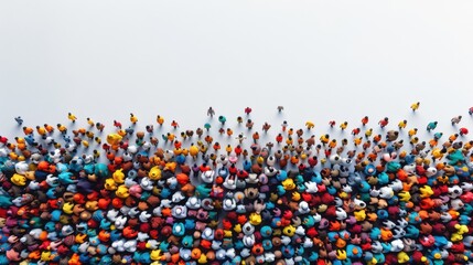 A large and diverse group of people on the background of a world map. World Population Day