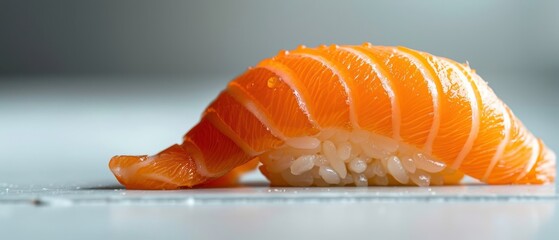 Fresh Salmon Sushi on a Wooden Surface