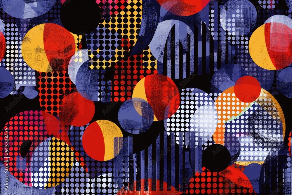 Poster a collection of colorful circles against a dark, uniform backdrop