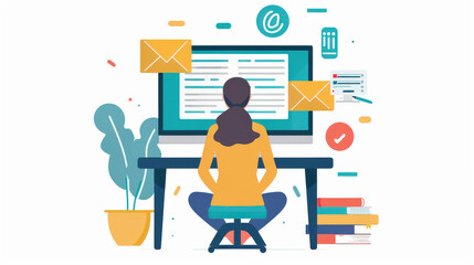 Fototapeta premium Online education: Woman engaging in webinars, seminar meetings, and digital training through e-learning technology