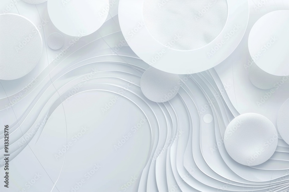 Poster Abstract design featuring white circles and waves on a clean background, perfect for use in illustrations, graphics or designs