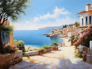 view of the old town on the beach